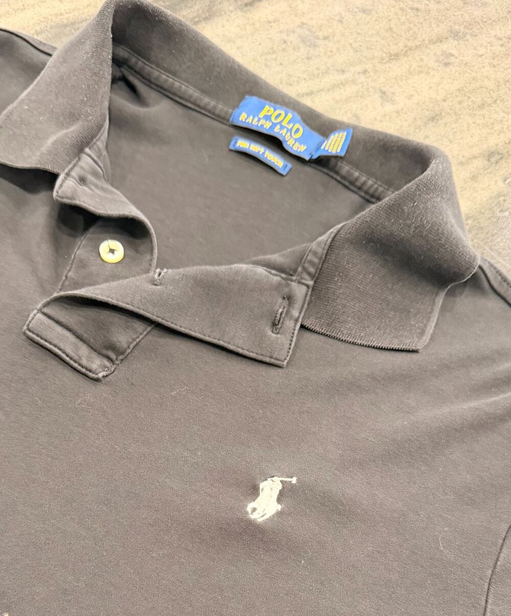 Polo Ralph Lauren Shirt Mens L Black Pima Soft Touch White Pony Logo Preppy Golf